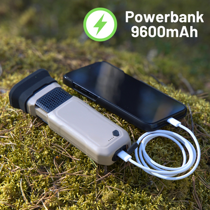 3-i-1 Flått/Myggjager, 9600 mAh powerbank og lommelykt