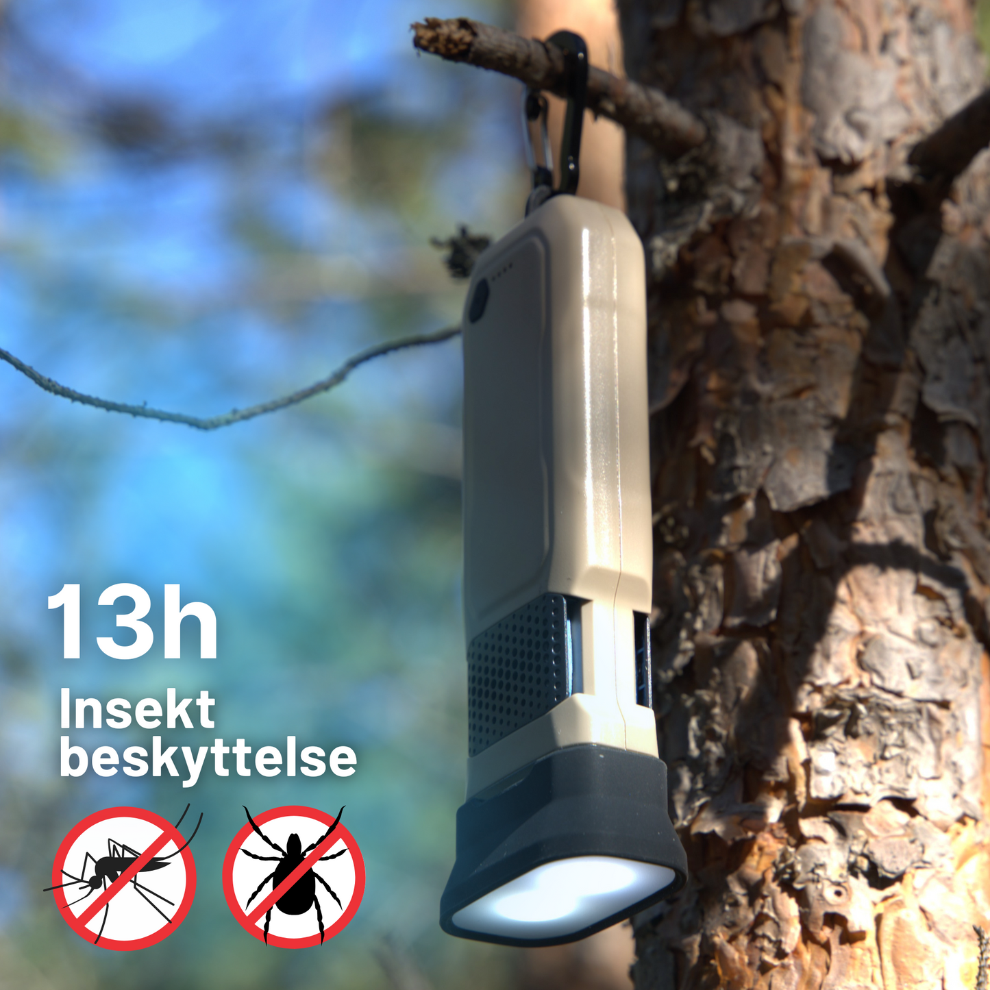 3-i-1 Flått/Myggjager, 9600 mAh powerbank og lommelykt