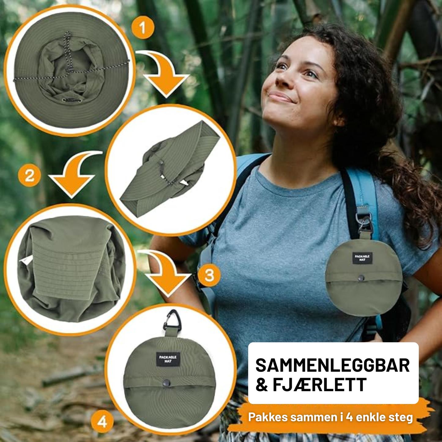 Sammenleggbar solhatt – UPF50+ UV-beskyttelse og vannavvisende (One Size)